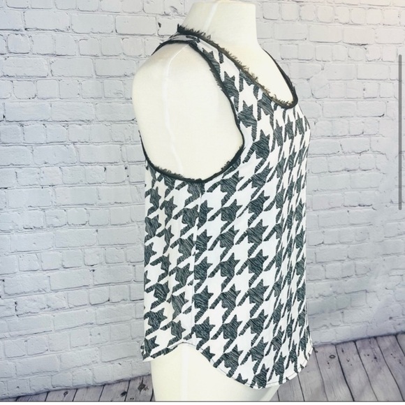 H&M Black & White Houndstooth Check Racerback Tank Top Sz 2 - Picture 2 of 5